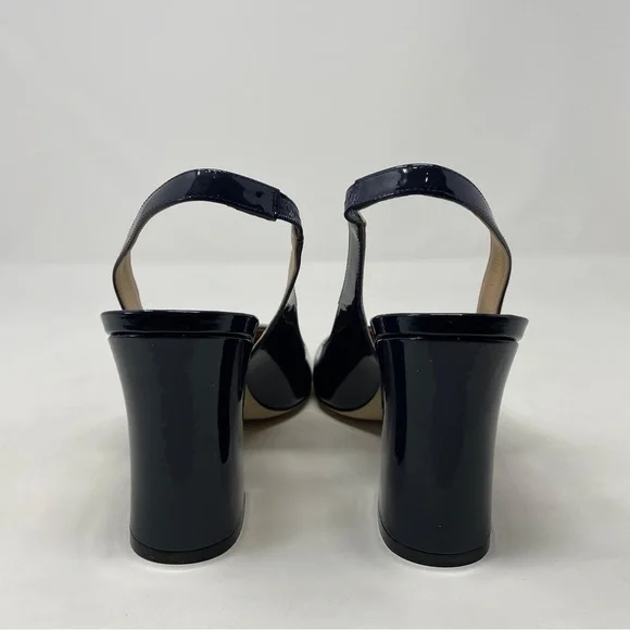 Stuart Weitzman Curveblock 85 Slingback Block Heel Pump in Patent Leather - NWT